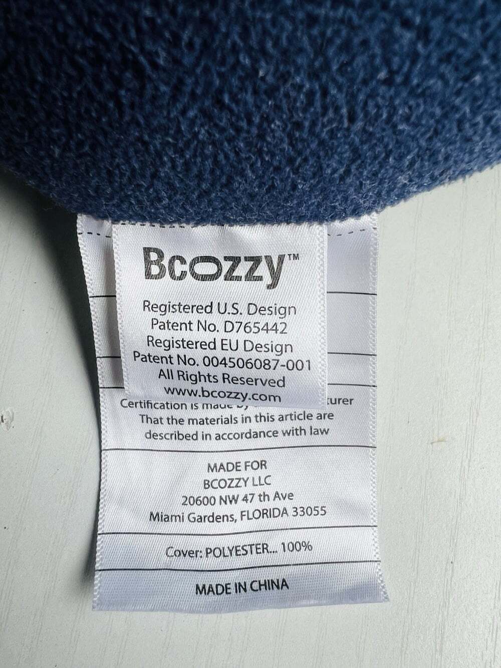 Bcozzy Travel Neck Pillow | Blue | Adjustable Ergonomic Airplane Travel Pillow - Picture 7 of 9